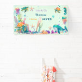 Banderoles Aquarelle sous l'anniversaire de enfant marin (Insitu)