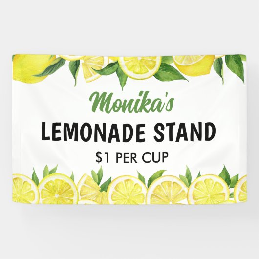Banderoles Aquarelle Stand de citronnade personnalisé (Horizontal)