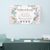 Banderoles Aquarelle Succulente Cactus et bois rustique Bohèm (Salon professionnel)