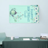 Banderoles Aquarelle Teapot Vert Mint Fleurs Aqua Turquoise (Salon professionnel)
