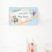 Banderoles Aquarelle Teddy Bear Aviator Boy Baby shower (Insitu)