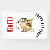Banderoles Aquarelle Tiger Head Joyeux Anniversaire (Horizontal)