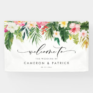 Banderoles Aquarelle Tropical Garland Mariage d'été Bienvenue