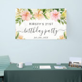 Banderoles Aquarelle Tropical Rose Fleurs Anniversaire (Salon professionnel)