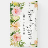 Banderoles Aquarelle Tropical Rose Fleurs Anniversaire (Vertical)