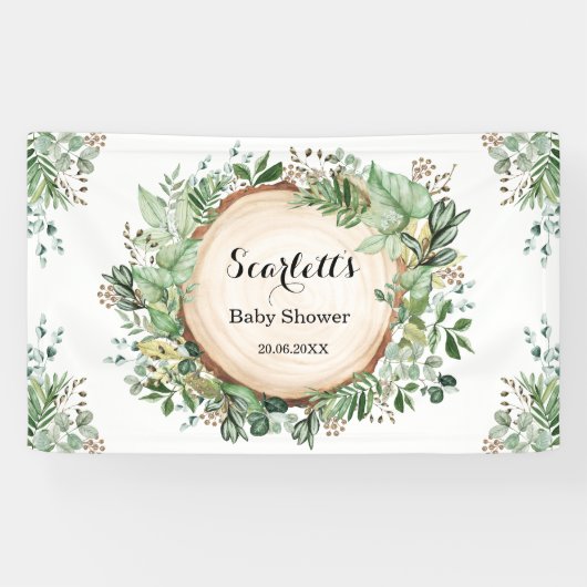 Banderoles Aquarelle verdure Baby shower de jardin botanique (Horizontal)