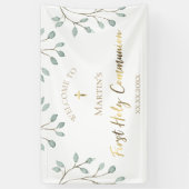 Banderoles aquarelle verdure | Première sainte communion (Vertical)