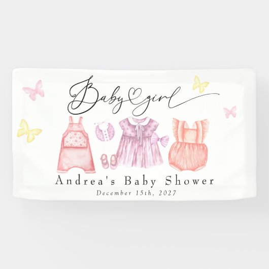 Banderoles Aquarelle Vêtements bébé | C'Est Un Baby shower Fi (Horizontal)