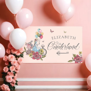 Banderoles Aquarelle Vintage Alice dans ONEderland Anniversai