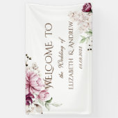 Banderoles Aquarelle violet Fleurs Mariage (Vertical)