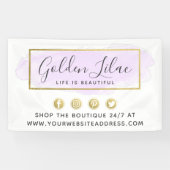 Banderoles Aquarelle violette & Or moderne Géométrique Chic (Horizontal)