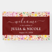 Banderoles Aquarelles vives Fleurs de tulipe d'été Mariage (Horizontal)