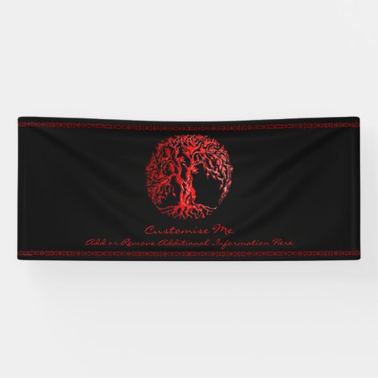 Banderoles Arbre de vie Mehndi (henné) (rouge) (Horizontal)