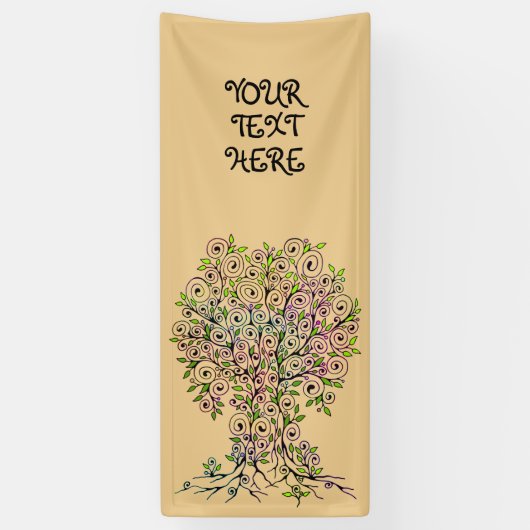 Banderoles Arbre De Vie - Spirales Fruits Feuille 1 (Vertical)