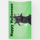 Banderoles Arbre déplaisant d'Halloween Noir avec visage mal (Vertical)