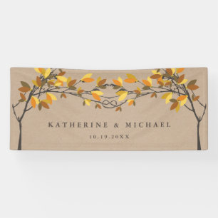 Banderoles Arbres d'amour noués Marron Ocre Automne Mariage