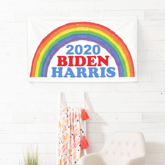 Banderoles Arc en ciel de Biden Harris 2020 (En situation)