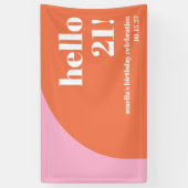 Banderoles Arc rose orange rose moderne 21e anniversaire pers (Vertical)