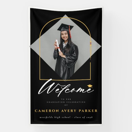 Banderoles Arch Tassels Cadre Photo Graduation Party Bienvenu (Verticale)