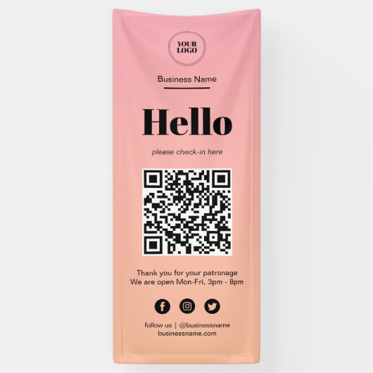 Banderoles Archivage de code QR Pink Ombre Business Covid (Vertical)