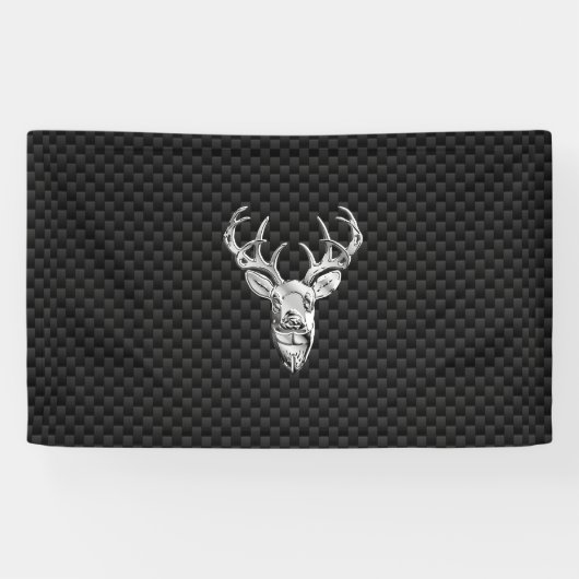 Banderoles Argent Deer Buck sur l'impression en fibre de carb (Horizontal)
