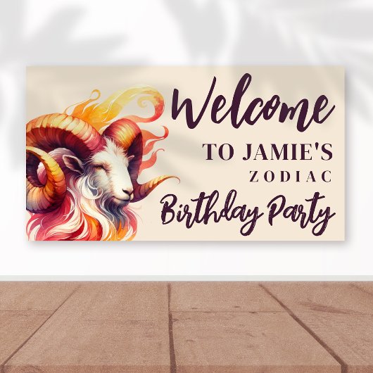 Banderoles Aries Zodiac Thème Anniversaire Affiche de bienven