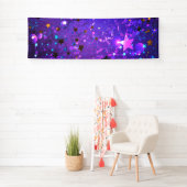 Banderoles Arrière - plan de feuille violet avec étoiles (En situation)