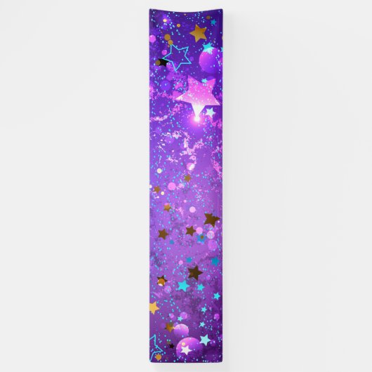 Banderoles Arrière - plan de feuille violet avec étoiles (Vertical)