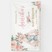 Banderoles Arrière-plan du Baby shower floral rose des élépha (Vertical)