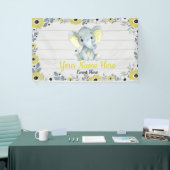 Banderoles Arrière-plan éléphant Fleurs rustiques Jaune (Salon professionnel)