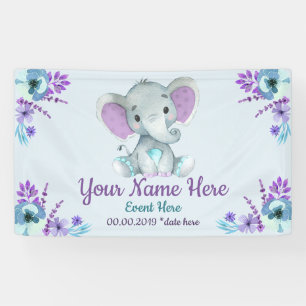 Banderoles Arrière-plan Eléphant Turquoise pourpre pour garço