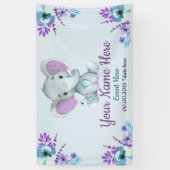 Banderoles Arrière-plan Eléphant Turquoise pourpre pour garço (Vertical)