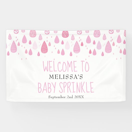 Banderoles Arrosage rose Bébé Fille Sprinkle / Douche Bienven (Horizontal)
