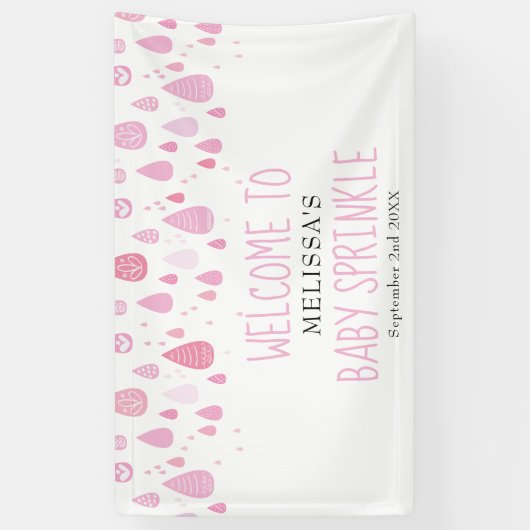 Banderoles Arrosage rose Bébé Fille Sprinkle / Douche Bienven (Vertical)
