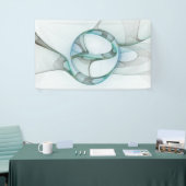 Banderoles Art Abstrait moderne Fractal Bleu Turquoise Gris (Salon professionnel)