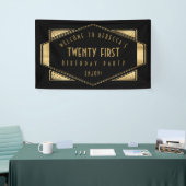 Banderoles Art Déco Bienvenue 21e fête d'anniversaire Gold Bl (Salon professionnel)