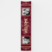 Banderoles Art Déco Mariage Gold Burgundy Diner Party (Vertical)