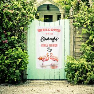Banderoles Art Flamant rose de réunion familiale personnalisé