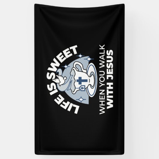 Banderoles Art Vivant Fidèle - Teacup avec Croix et Dove (Vertical)