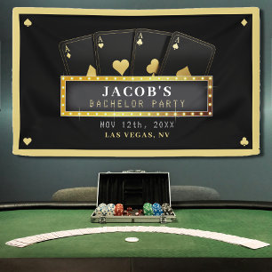 Banderoles As de poker noir et or pour l'enterrement de vie d