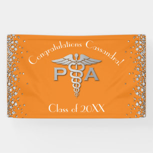 Banderoles Assistant de médecin PA Diplômé Orange Argent
