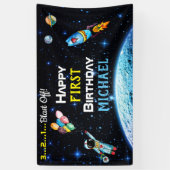 Banderoles Astronaut Ballons Rocket Nom de l'espace Anniversa (Vertical)