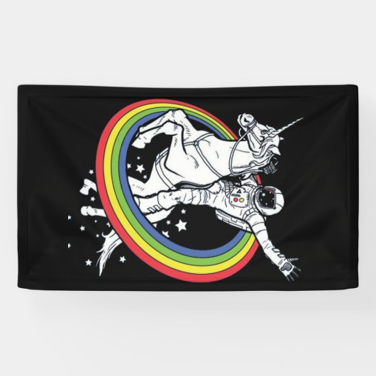Banderoles Astronaut équitation Unicorn (Horizontal)