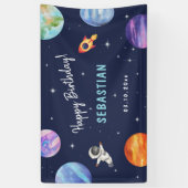 Banderoles Astronaut Galaxy Anniversaire Bleu Bienvenue (Vertical)