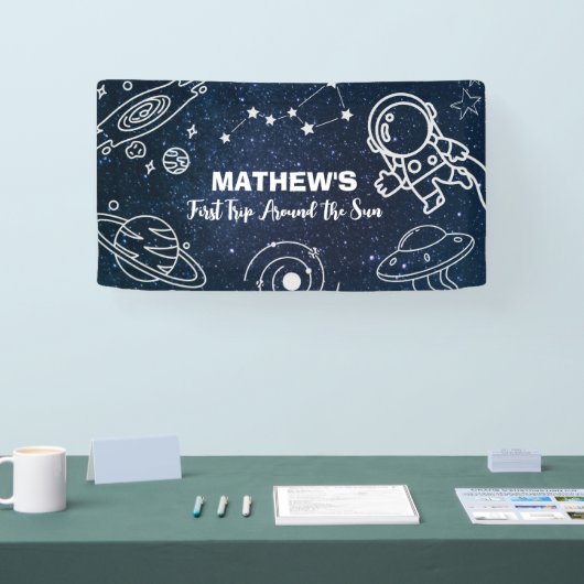 Banderoles Astronaut Planètes spatiales 1er anniversaire garç (Salon professionnel)