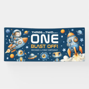 Banderoles Astronaute Chat Décollage dans l'Espace Anniversai