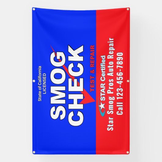 Banderoles Atelier de réparation automobile de test de smog c (Verticale)