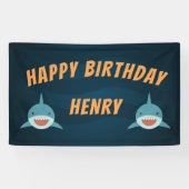 Banderoles Attaque de requin | Fête d'anniversaire personnali (Horizontal)