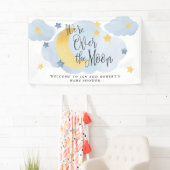 Banderoles Au-dessus de la lune, Baby shower d'aquarelle bleu (En situation)