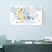Banderoles Au-dessus de la lune, Baby shower d'aquarelle bleu (Salon professionnel)